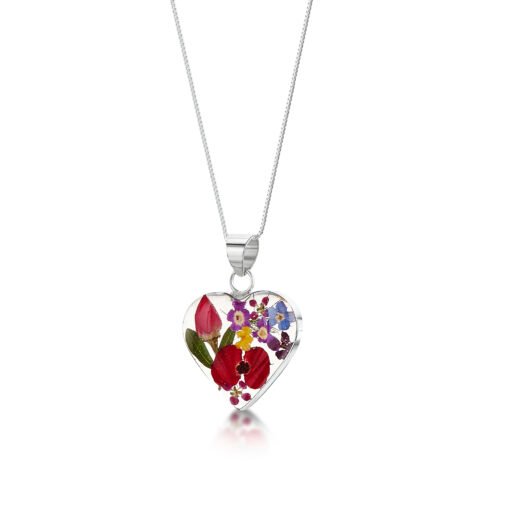 Shrieking Violet Real Flower Mixed Flower Heart Necklace