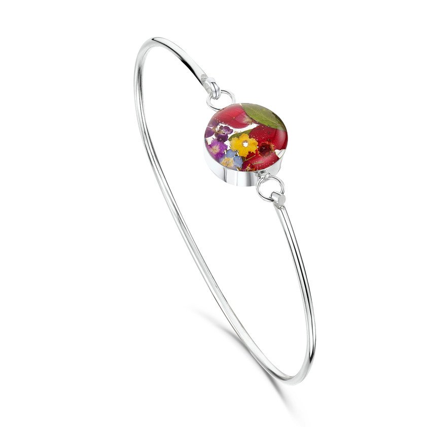 Shrieking Violet Braccialetto Con Fiore Rosso In Resina – Cinturino In Pelle Scamosciata Vegana, Argento Sterling, Regalo Insegnante, Taglia Unica