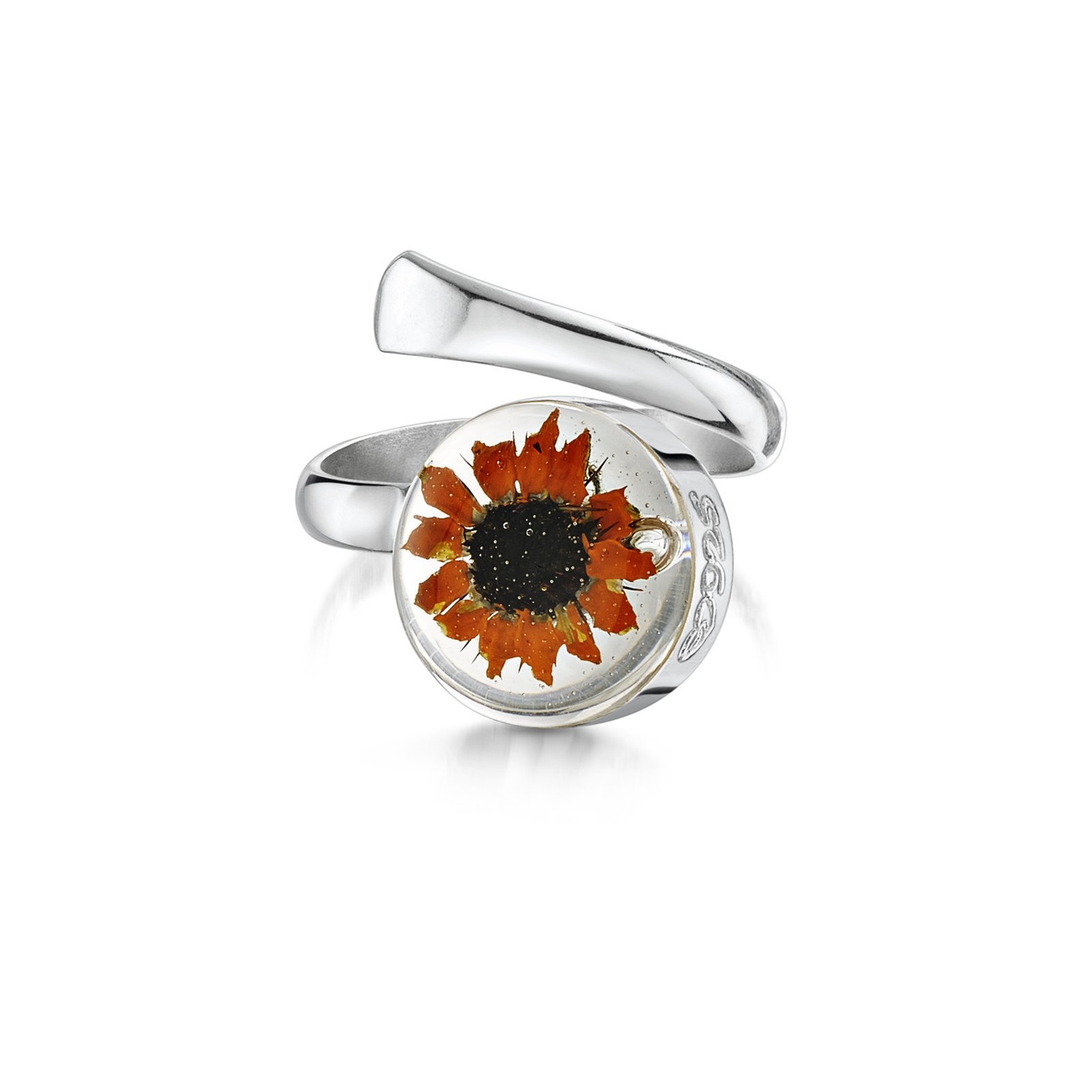 Shrieking Violet Real Flower Sunflower Adjustable Ring - Koko