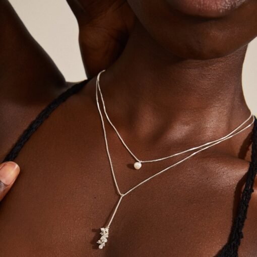 Pilgrim Jolene Crystal & Pearl Necklace Silver Plated - Image 2